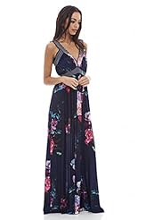Lace Elasticized   Waistline Plunging Neck Floral Print Elastane/Polyester Summer Maxi Dress 