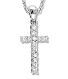 1/4 Carat Prong Set Diamond Cross Pendant in 14k White Gold