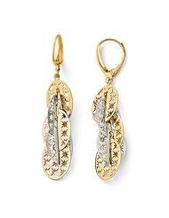 14k White and yellow gold Leslies Two tone Fancy Leverback Earrings