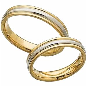18K Yellow Gold And Platinum Comfort Fit Ladie's Wedding Band