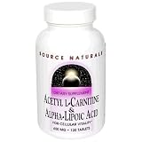 Source Naturals Acetyl L-Carnitine & Alpha-Lipoic Acid, 650 mg, Tablets, 120 tablets
