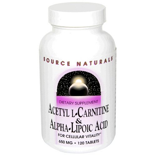 Source Naturals Acetyl L-Carnitine & Alpha-Lipoic Acid, 650 mg, Tablets, 120 tablets