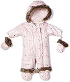Absorba Baby Microfiber Heart Snowsuit, Pink, 0-3M