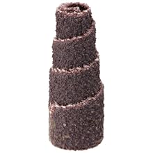 Merit Spiral Abrasive Roll, Full Taper, Aluminum Oxide, 3/16" Arbor, 1/8" Arbor, 3/8" Diameter x 1" Length, Grit 80 (Pack of 100)