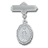 Sterling Silver Christening Baptism Baby Infant Pins Godchild Religious Mary Angel