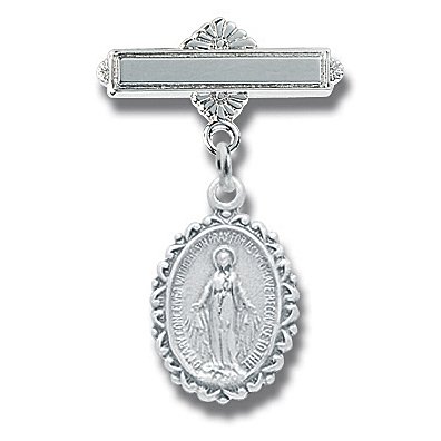 Sterling Silver Christening Baptism Baby Infant Pins Godchild Religious Mary Angel