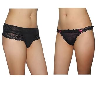 Buy 2 PACK: Ladies Sexy Stretch Panties G String Thong Knickers - Black by Knickers