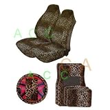 Leopard Seat Cover, Floormat, Steering Wheel Cover, Shoulder Pads Set