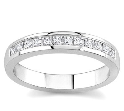18k White Gold or Yellow Gold Princess-Cut Diamond Band (H/SI2, 1/2 ct. tw.)