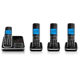 BT Inspire 1500 Quad Digital Cordless Phone with Answer Machine - Black