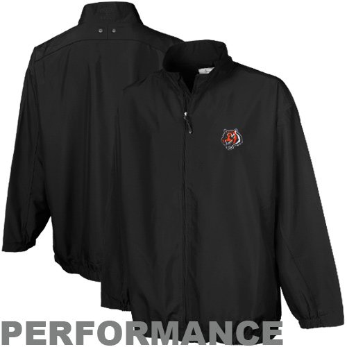 Cutter & Buck Cincinnati Bengals Black Astute Performance Full Zip Windshirt (XX-Large)