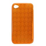 Crystal Transparent Orange Diamond Argyle Candy TPU Silicone Skin Apple Iphone 4 / 4th Gen Generation + Blister Retail Package