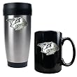 Nashville Predators NHL Stainless Steel Travel Tumbler & Black Ceramic Mug Set - Primary Logo by Great American Products