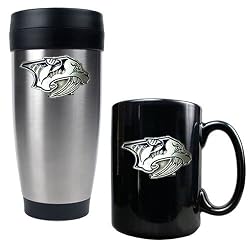 Nashville Predators NHL Stainless Steel Travel Tumbler & Black Ceramic Mug Set - Primary Logo by Great American Products