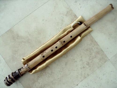 Zen 7 Holes Dongxiao Shakuhachi Bamboo Flute w. Root End & Genuine Buffalo Horn flake inlet Kinko V/M (Voice Mouthpiece)