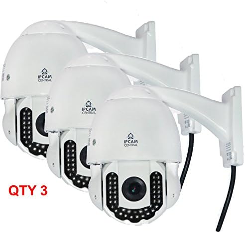 Qty3 Bundle IPCC-7210W - 4X Optical Zoom, HD 2.0 Mega Pixel, Plug and Play, Wireless, Metal, Outdoor Dome Camera with IR Nightvision, Audio, BlueIris compatible - color White