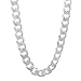 Italian 6.5mm Solid 925 Sterling Silver Beveled Cuban Curb Link Chain, 22