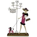 French Lady w/poodle Earrings Holder / Jewelry Display / Stand / Organizer 14"H - Pink