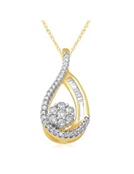 10k Yellow Gold Diamond Drop Pendant Necklace (1/4 Cttw, I-J Color, I2-I3 Clarity), 18"