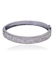 Micro Pave White Bangle in Black Plate