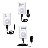Deluxe Kit for the Apple iPod includes a USB cable with Car and Wall Charger - Gomadic Brand w/ TipExchange Technology