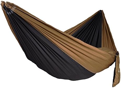 CUTEQUEEN TRADING Double Nest Ultralight Portable Outfitters Parachute Nylon Fabric Hammock For Travel Camping,Backpacking,Kayaking,Color: black/Olive