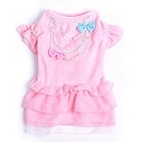 BINGPET BA1050 Cute Girl Dog Clothes Designer Puppy Dresses For Wedding Birthday , Pink XS