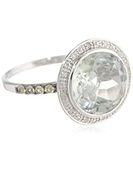 Sterling Silver Circle Green Quartz and Peridot Diamond Ring (0.06cttw, I-J Color, I2-I3 Clarity), Size 7