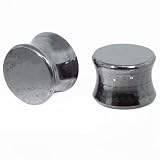 Pair Hematite Double Flared Stone Plugs 8mm 0 Gauge