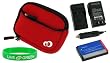 3n1 Neoprene Sleeve (Spicy Red) Case / LI-40B LI-42B 650mAh Li-Ion Battery / AC DC Charger for Olympus Stylus 7040 14 MP Digital Camera Pink
