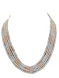 Designer Women Jewelry White Orange Crystal Clear Beaded 5 Row Strand Necklace