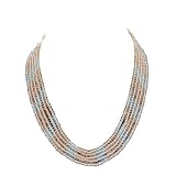 Designer Women Jewelry White Orange Crystal Clear Beaded 5 Row Strand Necklace
