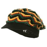 Crocheted Rasta Beanie Visor-Black RGY W27S24C
