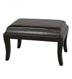 Faux Leather Ottoman with Nailhead Accents (Tobbaco Brown) (18H x 28W x 18D)