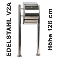Briefkasten Standbriefkasten aus geb�rstetem Edelstahl V2A, 126 cm hoch