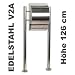 Produkt-Bild: Briefkasten Standbriefkasten aus geb&uuml;rstetem Edelstahl V2A, 126 cm hoch