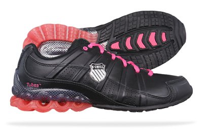 K-Swiss Women's Clear Tubes 50 Running Shoe,Black/Neon Pink/Silver,6 M US