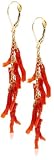 14k Yellow Gold Red Coral Branch Earrings
