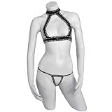 Allure Lingerie Women'S Noir Faux Leather Halter And G-String Set, Black, One Size (883045508850)