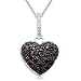 Sterling Silver Black and White Diamond Puffed Heart Pendant (1/2 cttw, I-J Color, I3 Clarity), 18