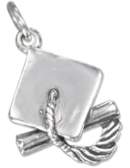 Sterling Silver Graduation Cap Charm with Tassel and Diploma