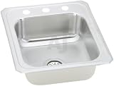 Elkay Celebrity Collection CR17211 17 Top Mount Single Bowl Stainless Steel Sink with 20-Gauge, 7 Bowl Depth, 3-1/2 Drain and Self-Rim: 1 Hole