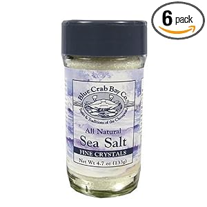 Blue Crab Bay Co. Sea Salt, Fine, 4.7-Ounce Container (Pack of 6) by Blue Crab Bay Co.