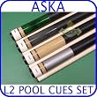 Billiard Pool Cue Stick Set Aska L2 4 pool cue sticks
