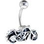 Bad To The Bone Black Motorcycle Belly Ring