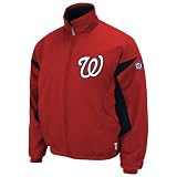 MLB Men's Washington Nationals Long Sleeve Lightweight Full Zip Thermabase Premier Home Jacket (Pro Scarlet/Pro Navy, Small)