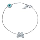 Victoria Kay 14k White Gold Diamond Butterfly Evil Eye and Fish Charm Bracelet (1/3cttw, JK, I2-I3)