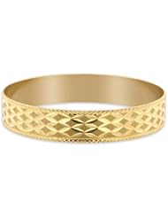 14K Yellow Gold Ladies Semanarios Solid 13mm Wide Bangle Bracelet