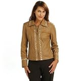 Pamela McCoy Quilt & Trim Detail Glossy Suede Jacket