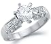 Solid 14k White Gold Engagement Round Solitaire CZ Cubic Zirconia Ring Band 1.0 ct